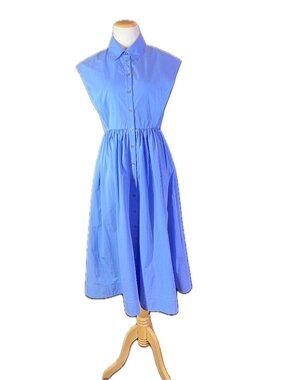 Co Essentials Size XS Blue Shirtdress Cap Sleeves Cotton Blend